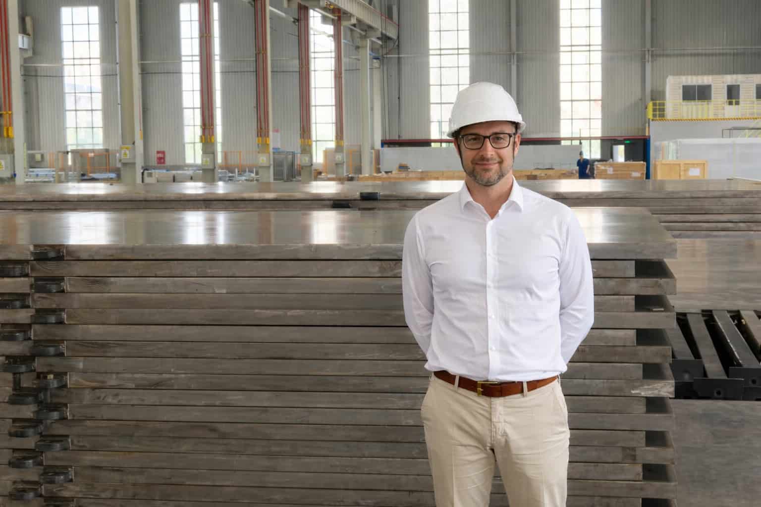 Fabio Toniolo on factory floor, China
